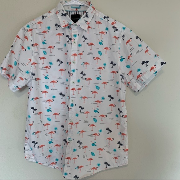Denim & Flower Other - Denim & Flower Men's Flamingo Short Sleeve Large Shirt Summer Preppy Casual
